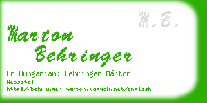 marton behringer business card
